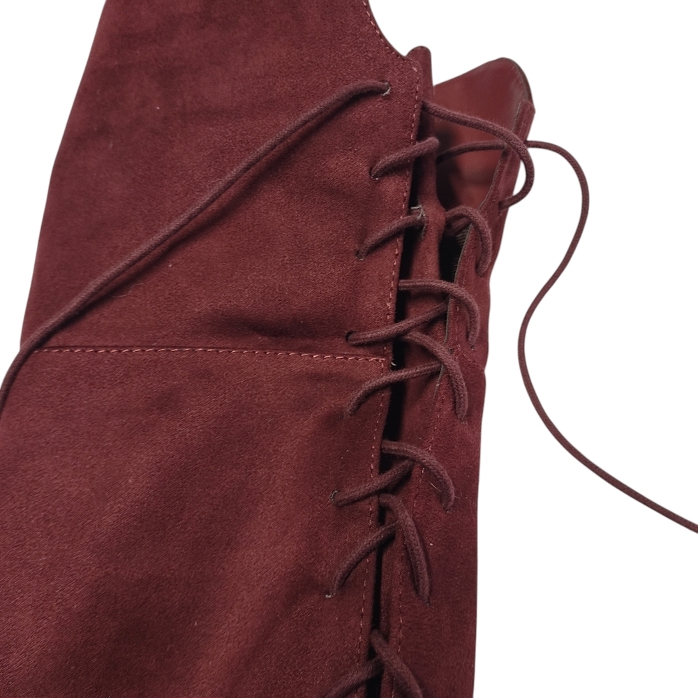 Soda Burgandy Faux Suede Over The Knee Boots High Heels Boots Size 7.5 New - Picture 6 of 14